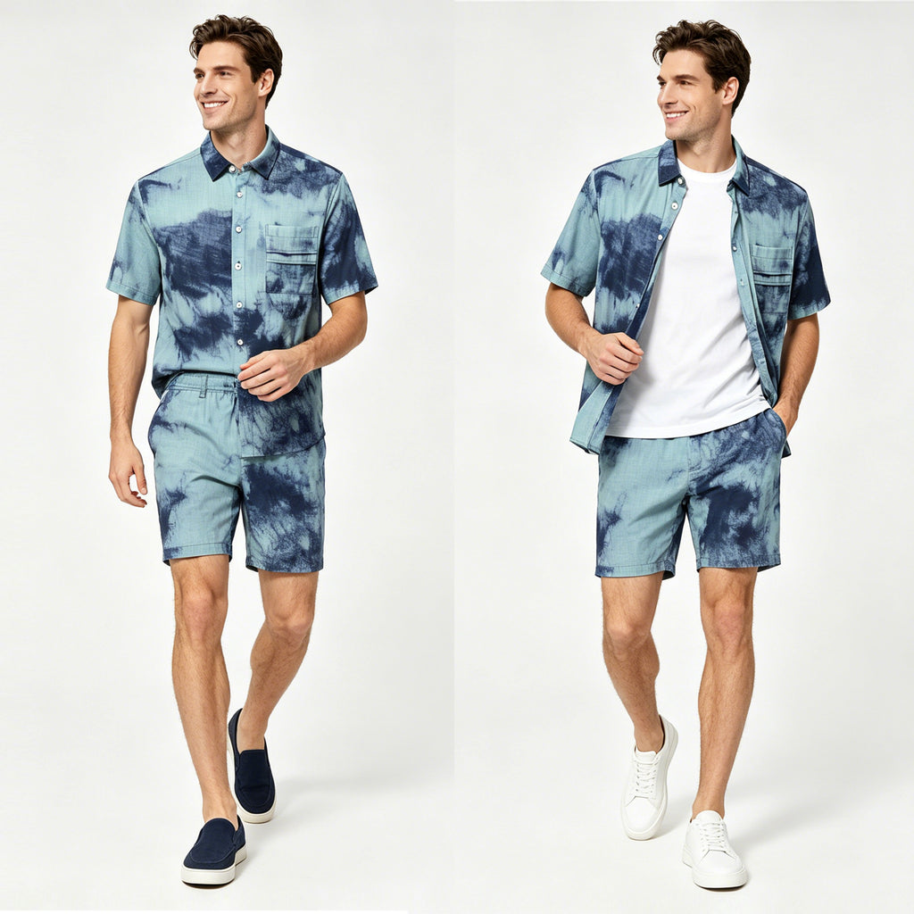 STBKD85326 Lengtang Printed Resort Style Shortsleeves Shirts