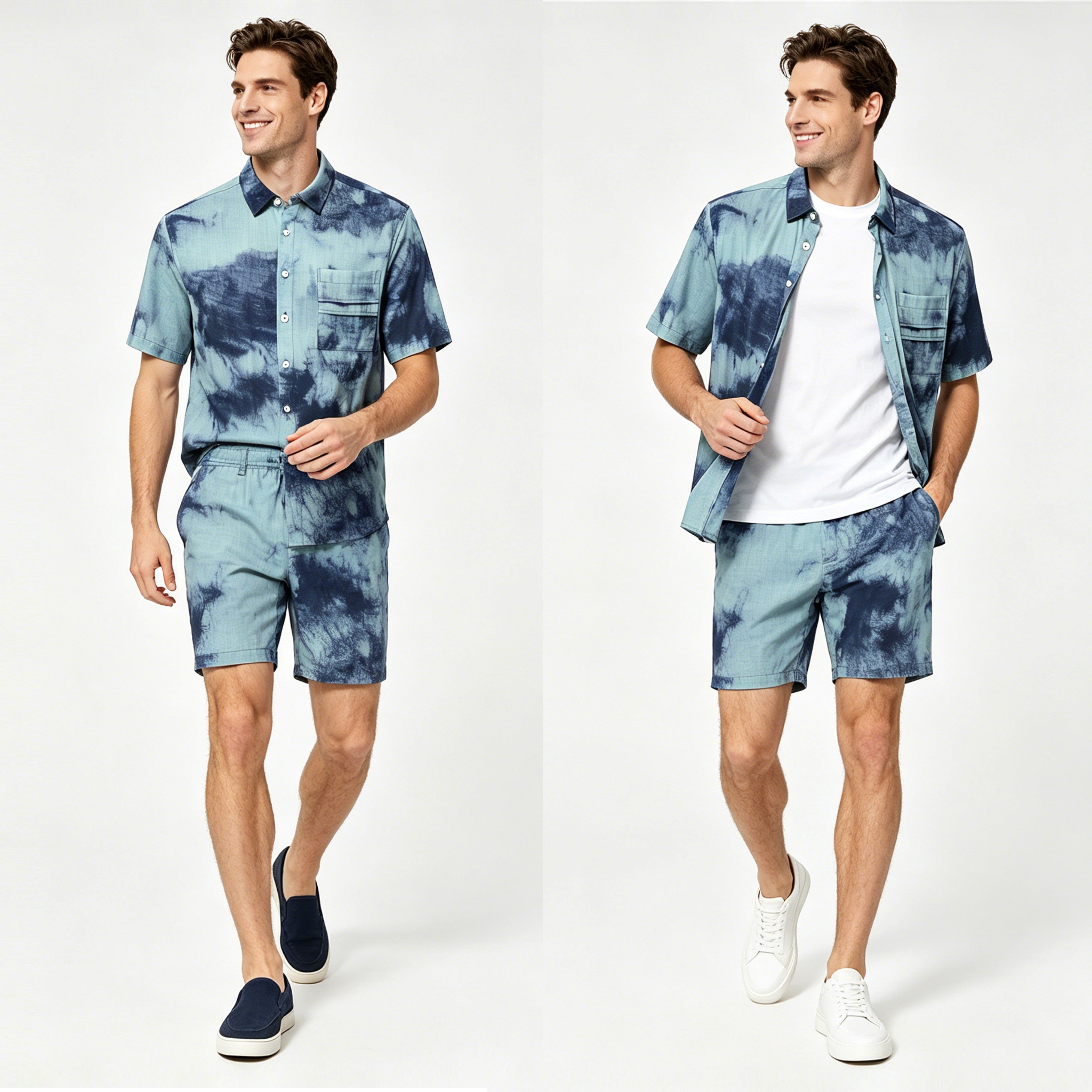 STBKD85326 Lengtang Printed Resort Style Shortsleeves Shirts