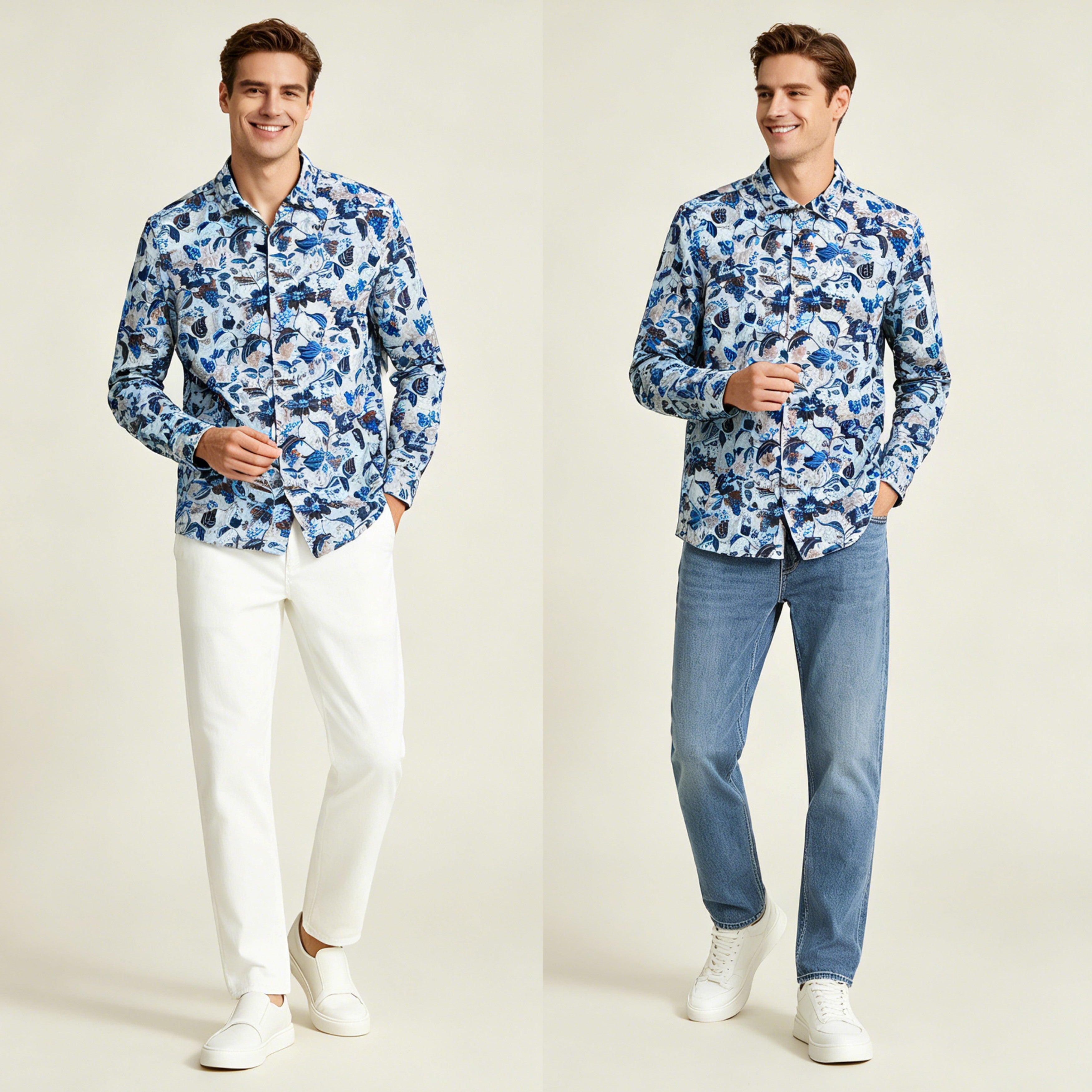 STFDESQ8057  Lengtang Printed Resort Style Shortsleeves Shirts