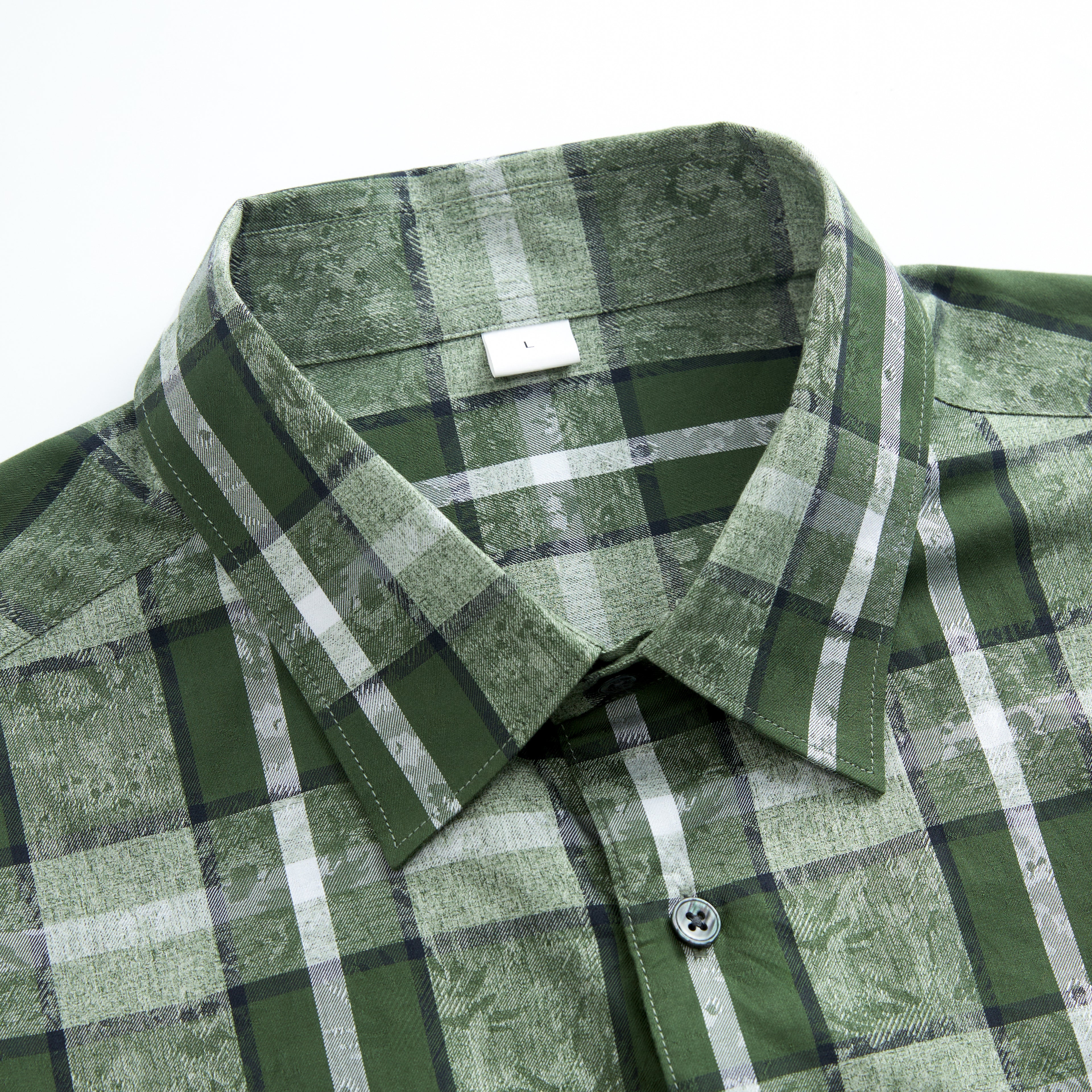 LETANG Premium Men's 100%Cotton Yarn-Dyed Jacquard Plaid Shirt