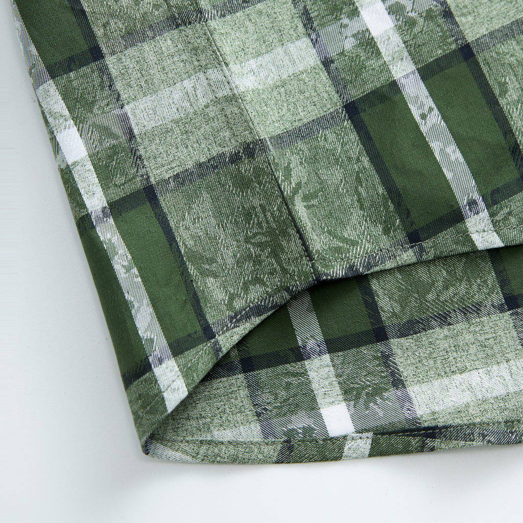 LETANG Premium Men's 100%Cotton Yarn-Dyed Jacquard Plaid Shirt
