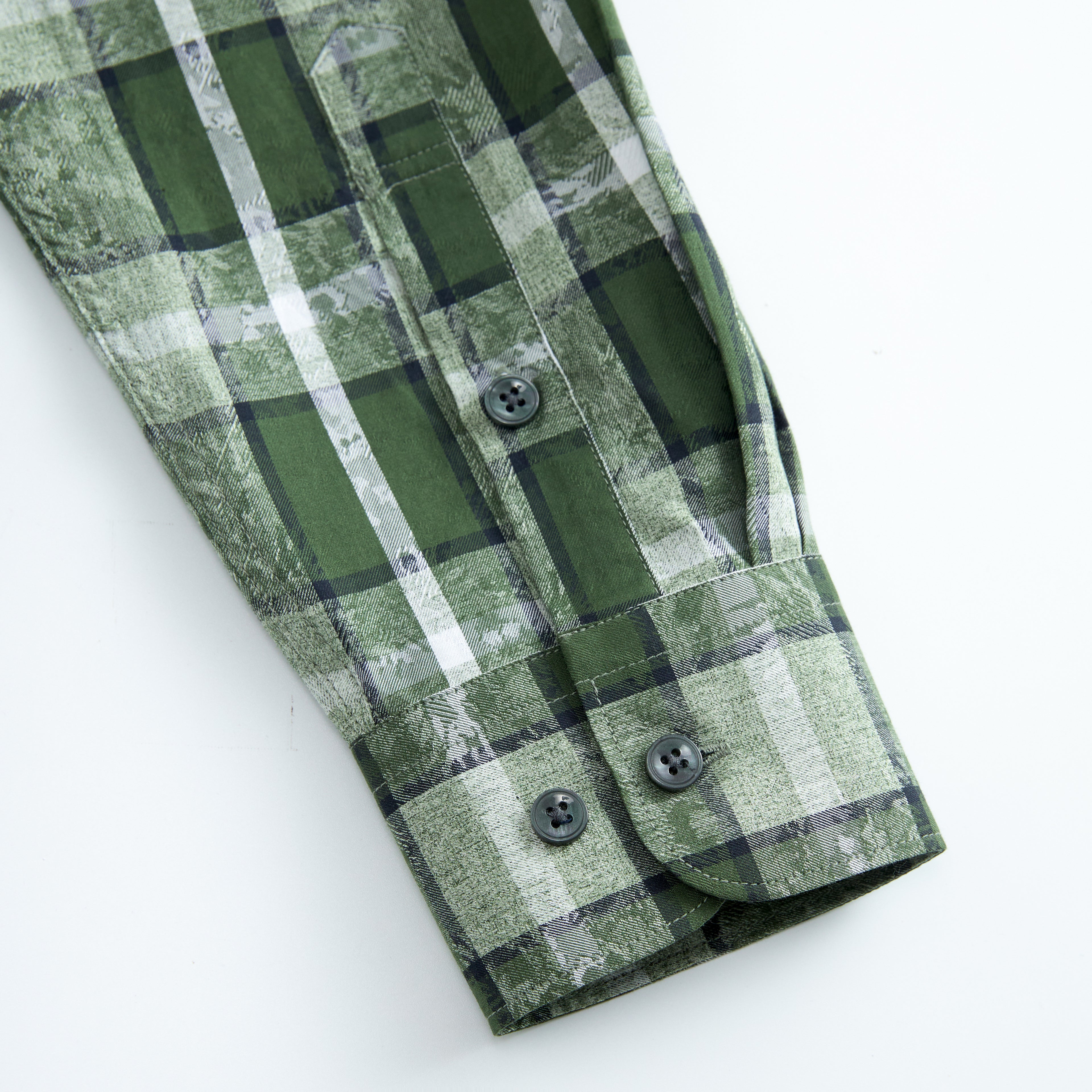 LETANG Premium Men's 100%Cotton Yarn-Dyed Jacquard Plaid Shirt
