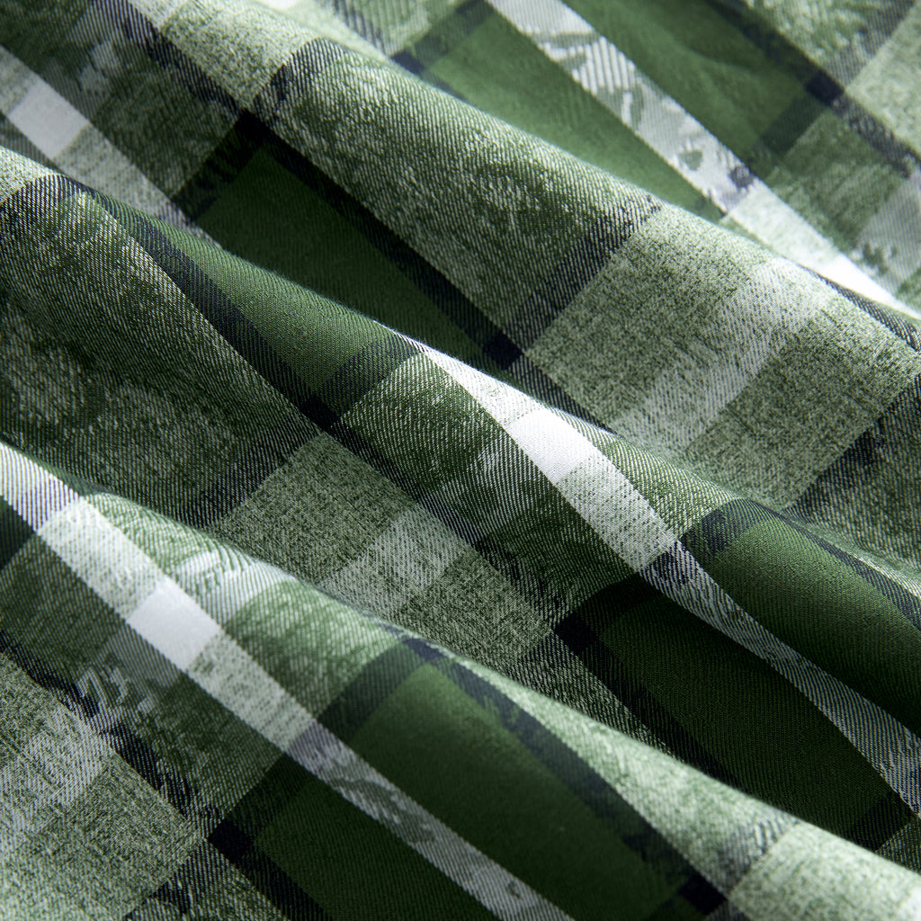 LETANG Premium Men's 100%Cotton Yarn-Dyed Jacquard Plaid Shirt