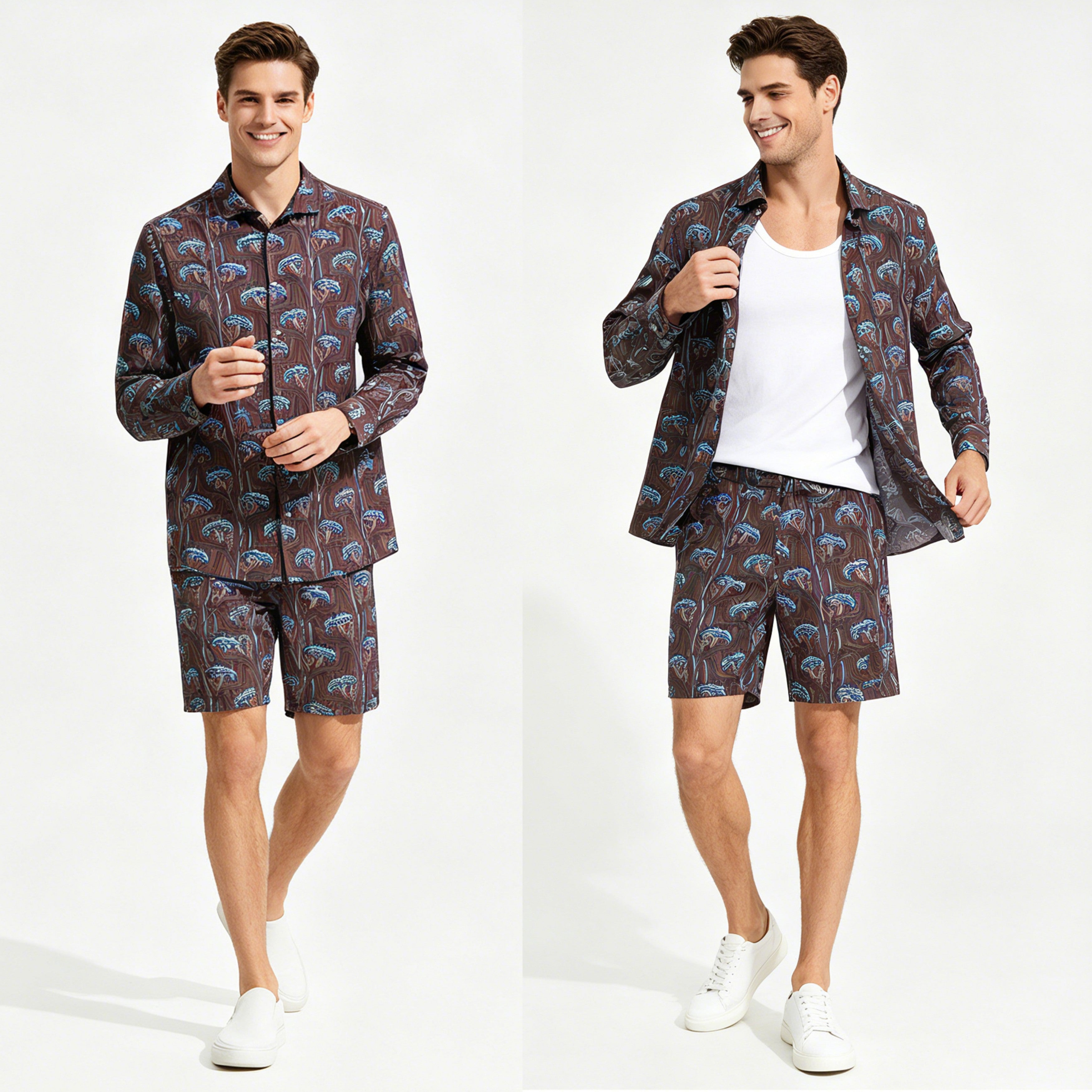 STFDESQ8059 Lengtang Printed Resort Style Shortsleeves Shirts