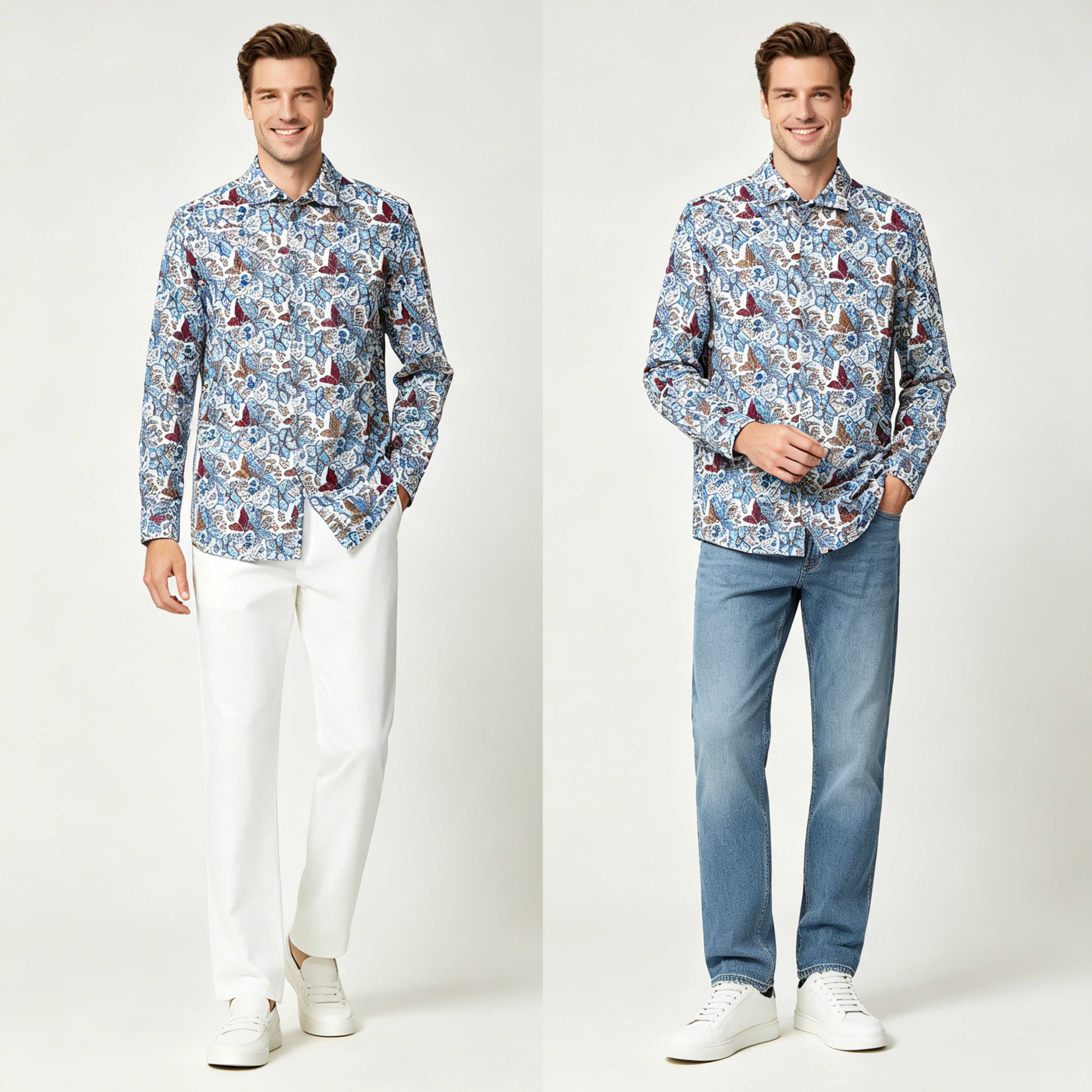 STFDESQ8058 Lengtang Printed Resort Style Shortsleeves Shirts