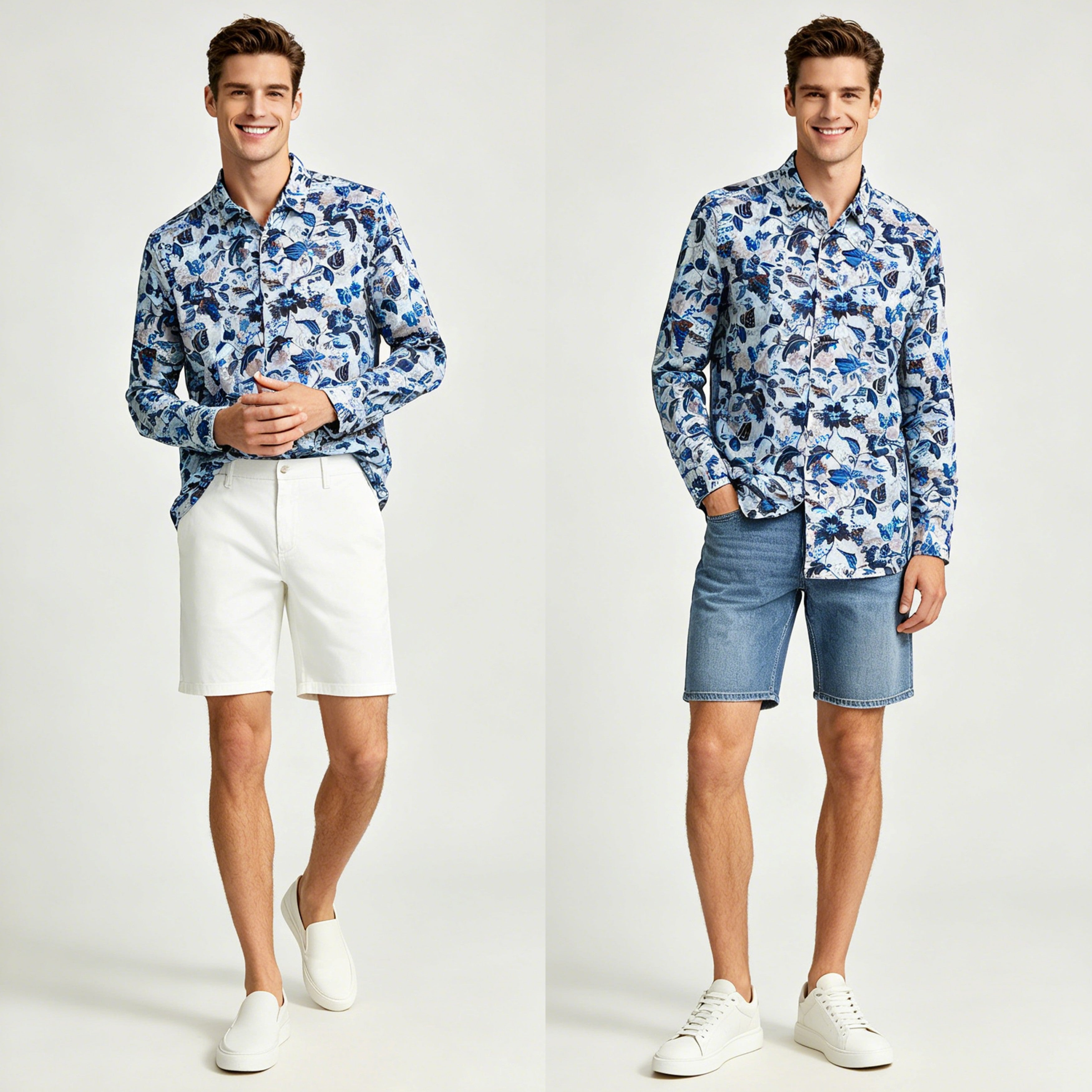 STFDESQ8057  Lengtang Printed Resort Style Shortsleeves Shirts