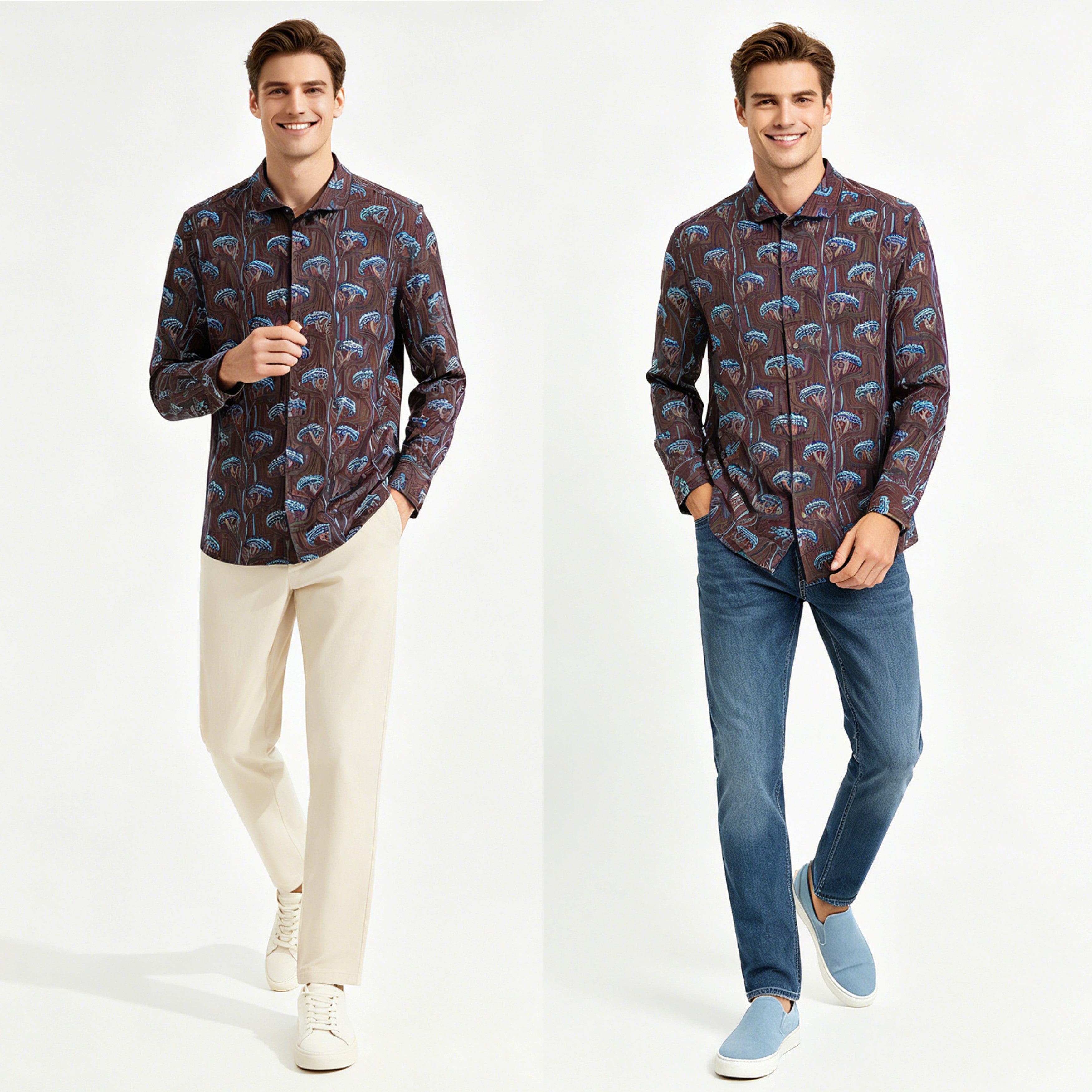 STFDESQ8059 Lengtang Printed Resort Style Shortsleeves Shirts