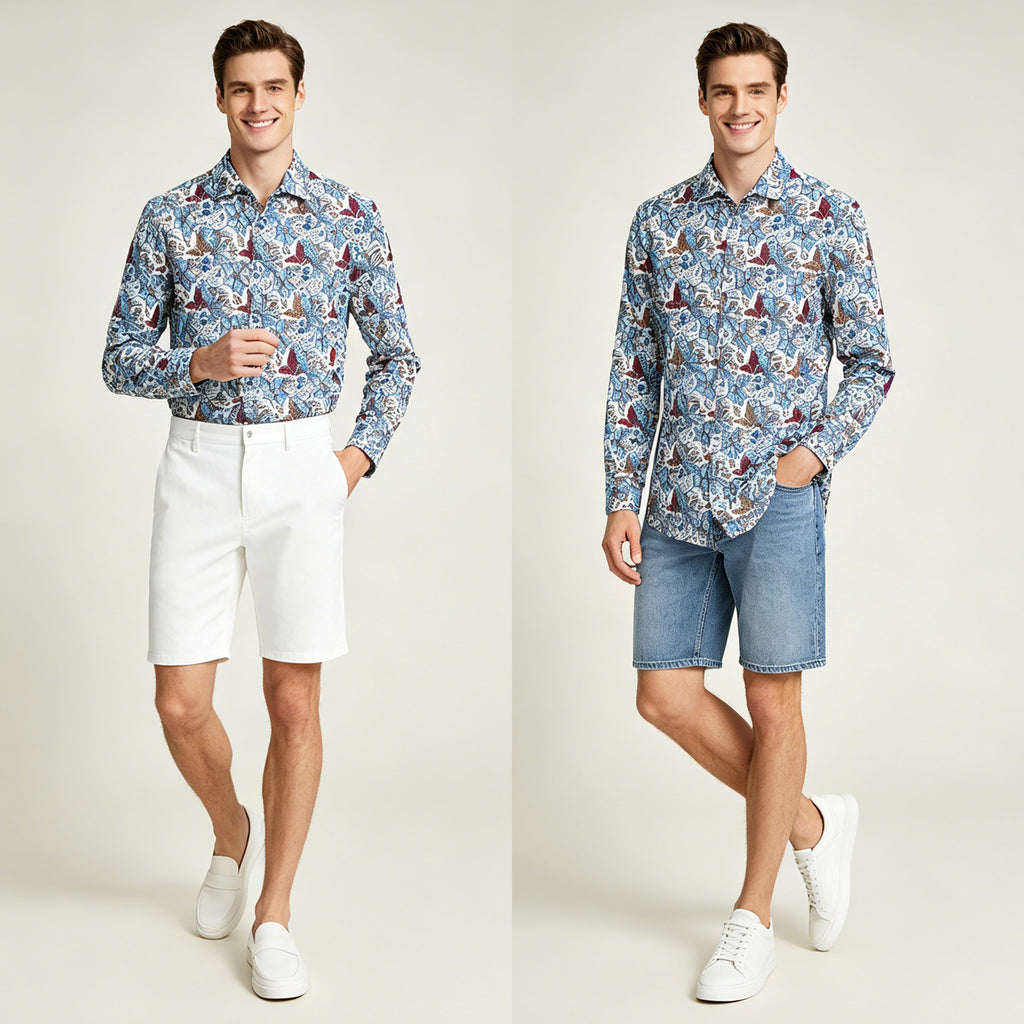 STFDESQ8058 Lengtang Printed Resort Style Shortsleeves Shirts