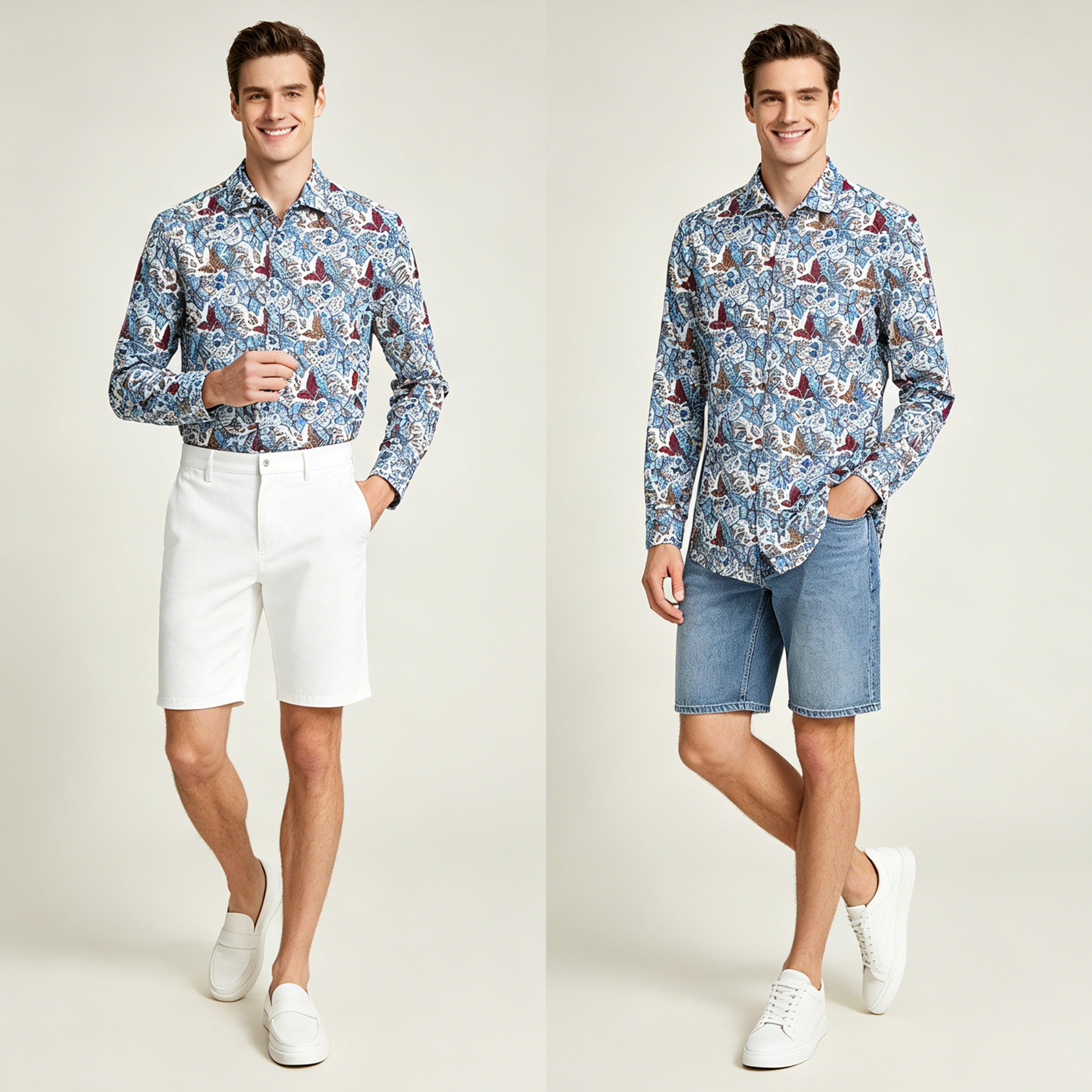 STFDESQ8058 Lengtang Printed Resort Style Shortsleeves Shirts