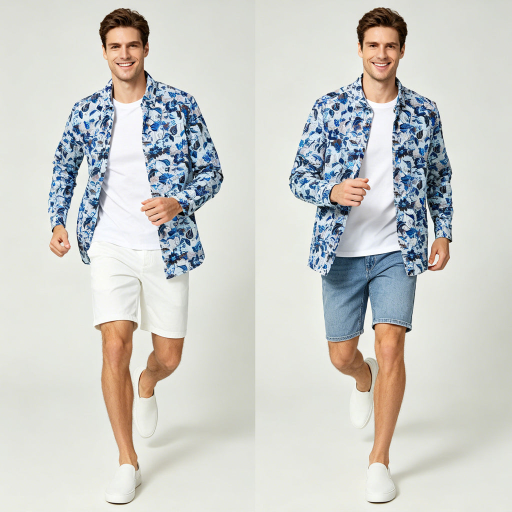 STFDESQ8057  Lengtang Printed Resort Style Shortsleeves Shirts