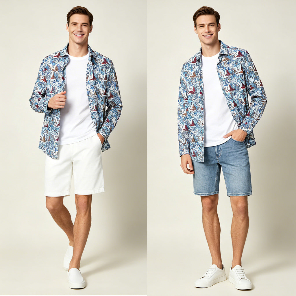 STFDESQ8058 Lengtang Printed Resort Style Shortsleeves Shirts