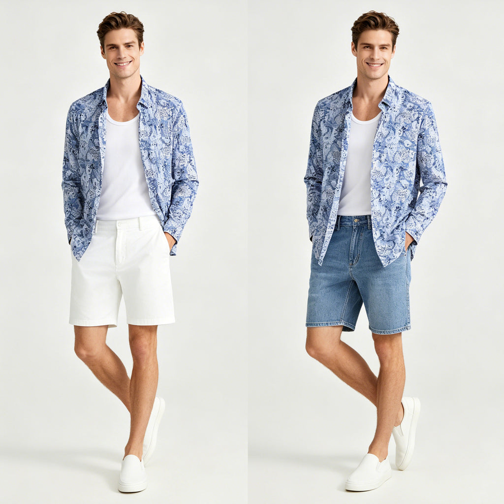 STFDESQ8056 Lengtang Printed Resort Style Shortsleeves Shirts